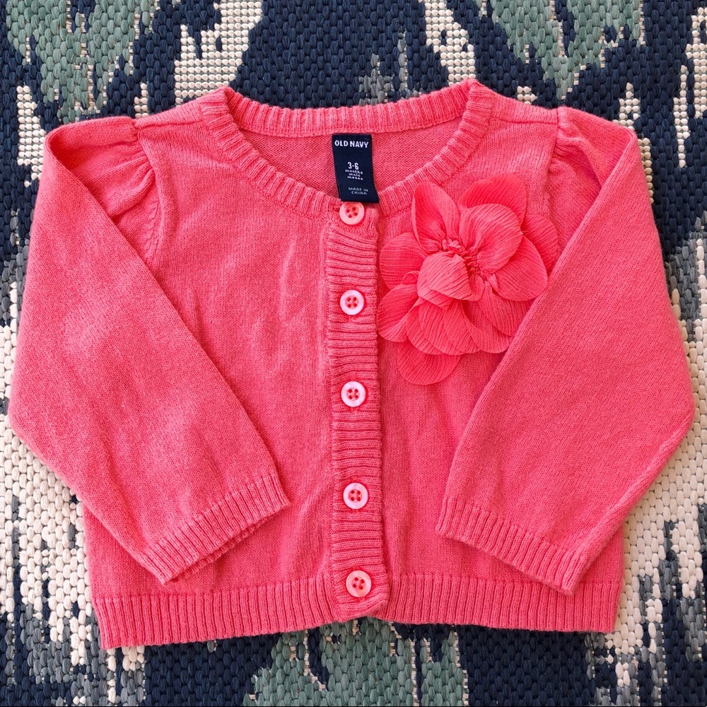 Baby Girls 3-6M Old Navy Coral Cardigan EUC🌸